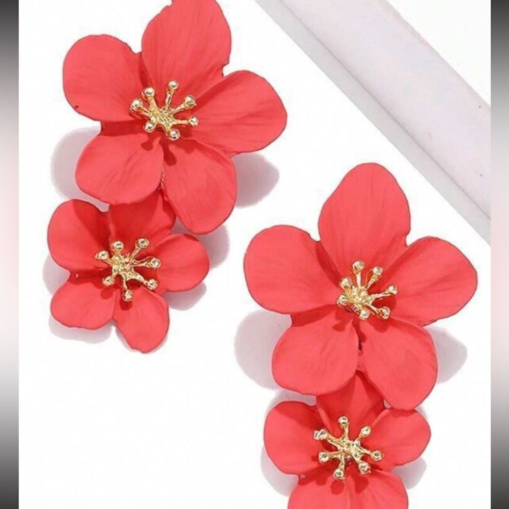 3for$20 1pair Fresh Five-Petal Flower Double Layer Earrings